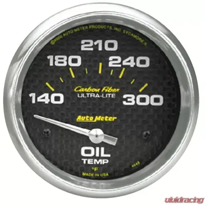 AutoMeter GAUGE; OIL TEMP; 2 5/8in.; 140-300deg.F; ELECTRIC; CARBON FIBER - 4848