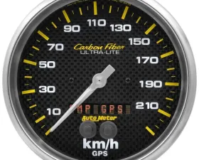 AutoMeter GAUGE; SPEEDOMETER; 5in.; 225KM/H; GPS; CARBON FIBER