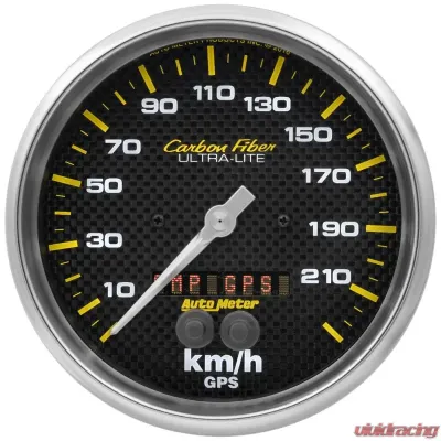 AutoMeter GAUGE; SPEEDOMETER; 5in.; 225KM/H; GPS; CARBON FIBER - 4881-M
