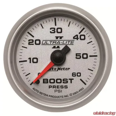 AutoMeter GAUGE; BOOST; 2 1/16in.; 60PSI; MECHANICAL; ULTRA-LITE II - 4905