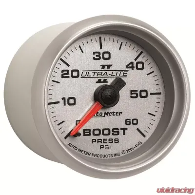 AutoMeter GAUGE; BOOST; 2 1/16in.; 60PSI; MECHANICAL; ULTRA-LITE II - 4905
