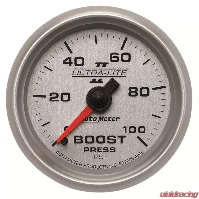 AutoMeter GAUGE; BOOST; 2 1/16in.; 100PSI; MECHANICAL; ULTRA-LITE II - 4906