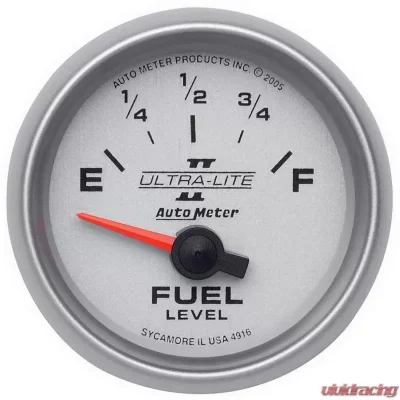 AutoMeter GAUGE; FUEL LEVEL; 2 1/16in.; 240OE TO 33OF; ELEC; ULTRA-LITE II - 4916