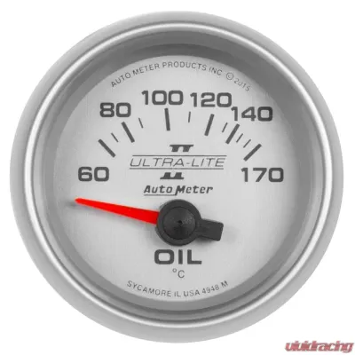 AutoMeter GAUGE; OIL TEMP; 2 1/16in.; 60-170deg.F; ELECTRIC; ULTRA-LITE II - 4948-M