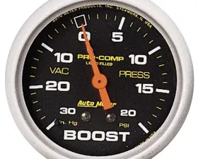AutoMeter GAUGE; VAC/BOOST; 2 5/8in.; 30INHG-20PSI; LIQUID FILLED MECH; PRO-COMP