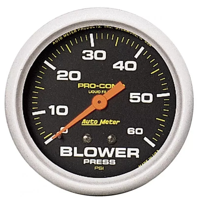 AutoMeter GAUGE; BLOWER PRESS; 2 5/8in.; 60PSI; LIQUID FILLED MECH W/PEAK MEM; PRO-COMP - 5403