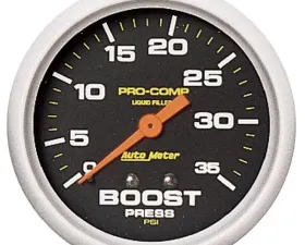 AutoMeter GAUGE; BOOST PRESS; 2 5/8in.; 35PSI; LIQUID FILLED MECH; PRO-COMP