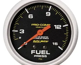 AutoMeter GAUGE; FUEL PRESS; 2 5/8in.; 15PSI; LIQUID FILLED MECH; PRO-COMP