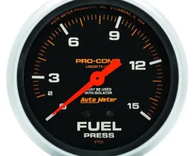 AutoMeter GAUGE; FUEL PRESS; 2 5/8in.; 15PSI; LIQUID FILLED MECH W/ISOLATOR; PRO-COMP