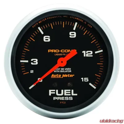 AutoMeter GAUGE; FUEL PRESS; 2 5/8in.; 15PSI; LIQUID FILLED MECH W/ISOLATOR; PRO-COMP - 5413