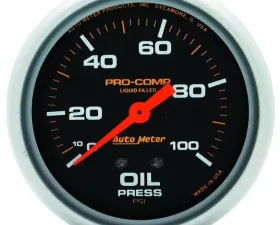 AutoMeter GAUGE; OIL PRESS; 2 5/8in.; 100PSI; LIQUID FILLED MECH; PRO-COMP