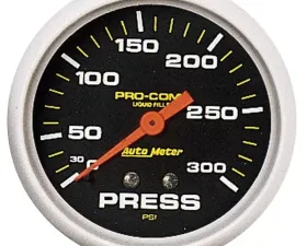 AutoMeter GAUGE; PRESSURE; 2 5/8in.; 300PSI; LIQUID FILLED MECH; PRO-COMP