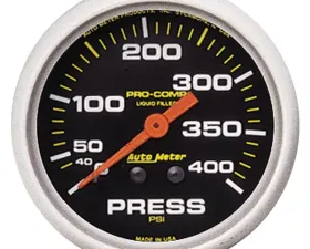 AutoMeter GAUGE; PRESSURE; 2 5/8in.; 400PSI; LIQUID FILLED MECH; PRO-COMP