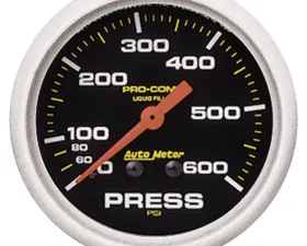AutoMeter GAUGE; PRESSURE; 2 5/8in.; 600PSI; LIQUID FILLED MECH; PRO-COMP
