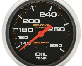 AutoMeter GAUGE; OIL TEMP; 2 5/8in.; 140-280deg.F; LIQUID FILLED MECH; 12FT.; PRO-COMP