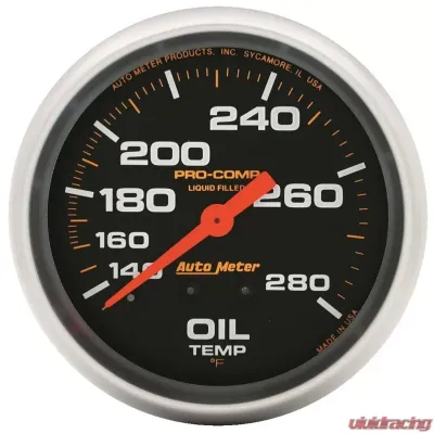 AutoMeter GAUGE; OIL TEMP; 2 5/8in.; 140-280deg.F; LIQUID FILLED MECH; PRO-COMP - 5441