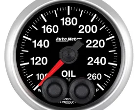 AutoMeter GAUGE; OIL TEMP; 2 1/16in.; 260deg.F; STEPPER MOTOR W/PEAK/WARN; ELITE