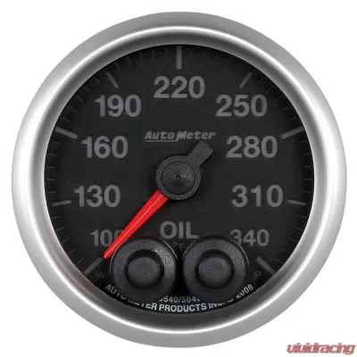 AutoMeter GAUGE; OIL TEMP; 2 1/16in.; 340deg.F; STEPPER MTR W/PK/WRN; ELITE; W/O PRO-CONTR - 5640-05702