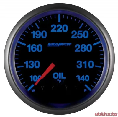 AutoMeter GAUGE; OIL TEMP; 2 1/16in.; 340deg.F; STEPPER MTR W/PK/WRN; ELITE; W/O PRO-CONTR - 5640-05702