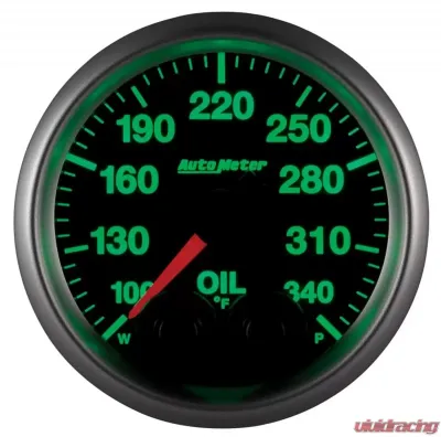 AutoMeter GAUGE; OIL TEMP; 2 1/16in.; 340deg.F; STEPPER MTR W/PK/WRN; ELITE; W/O PRO-CONTR - 5640-05702