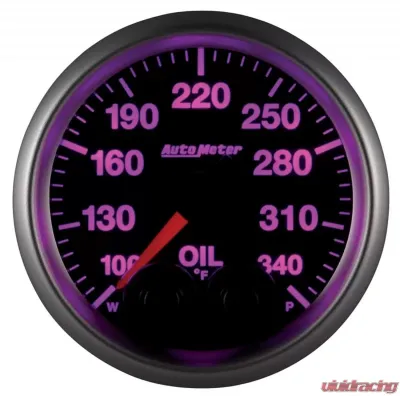AutoMeter GAUGE; OIL TEMP; 2 1/16in.; 340deg.F; STEPPER MTR W/PK/WRN; ELITE; W/O PRO-CONTR - 5640-05702