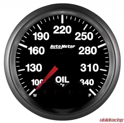 AutoMeter GAUGE; OIL TEMP; 2 1/16in.; 340deg.F; STEPPER MTR W/PK/WRN; ELITE; W/O PRO-CONTR - 5640-05702