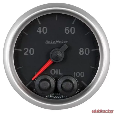 AutoMeter GAUGE; OIL PRESS; 2 1/16in.; 100PSI; STPR MTR W/PK/WRN; ELITE; W/O PRO-CONTROL - 5652-05702