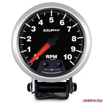AutoMeter GAUGE; TACH; 3 3/4in.; 10K RPM; PEDESTAL W/SHIFT LIGHT/PEAK MEM; ELITE - 5690