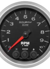 AutoMeter GAUGE; TACH; 3 3/8in.; 10K RPM; IN-DASH W/SHIFT LIGHT/PEAK MEM; ELITE                                     - 5697 - Image 6