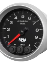 AutoMeter GAUGE; TACH; 3 3/8in.; 10K RPM; IN-DASH W/SHIFT LIGHT/PEAK MEM; ELITE                                     - 5697 - Image 2
