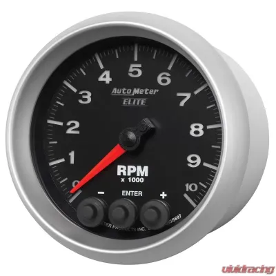 AutoMeter GAUGE; TACH; 3 3/8in.; 10K RPM; IN-DASH W/SHIFT LIGHT/PEAK MEM; ELITE - 5697