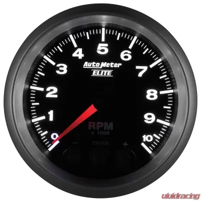 AutoMeter GAUGE; TACH; 3 3/8in.; 10K RPM; IN-DASH W/SHIFT LIGHT/PEAK MEM; ELITE - 5697