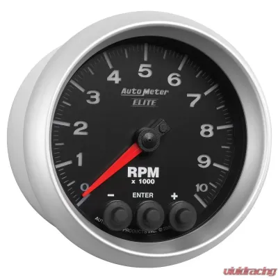 AutoMeter GAUGE; TACH; 3 3/8in.; 10K RPM; IN-DASH W/SHIFT LIGHT/PEAK MEM; ELITE - 5697