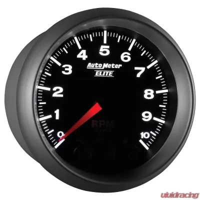 AutoMeter GAUGE; TACH; 3 3/8in.; 10K RPM; IN-DASH W/SHIFT LIGHT/PEAK MEM; ELITE - 5697