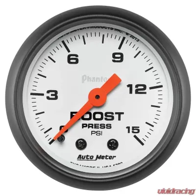 AutoMeter GAUGE; BOOST; 2 1/16in.; 15PSI; MECHANICAL; PHANTOM - 5702