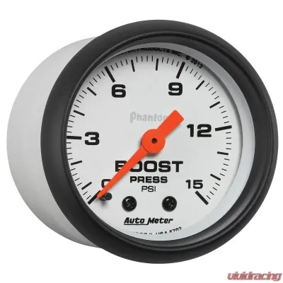AutoMeter GAUGE; BOOST; 2 1/16in.; 15PSI; MECHANICAL; PHANTOM - 5702