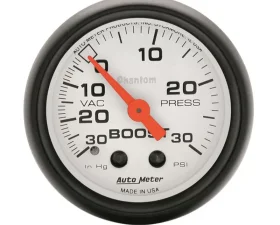 AutoMeter GAUGE; VAC/BOOST; 2 1/16in.; 30INHG-30PSI; MECHANICAL; PHANTOM