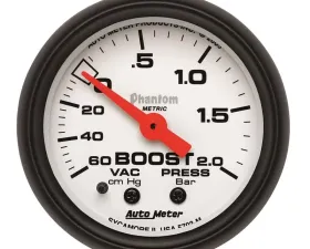 AutoMeter GAUGE; VAC/BOOST; 2 1/16in.; 60CMHG-2.0BAR; MECHANICAL; PHANTOM