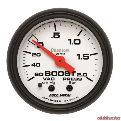 AutoMeter GAUGE; VAC/BOOST; 2 1/16in.; 60CMHG-2.0BAR; MECHANICAL; PHANTOM - 5703-M