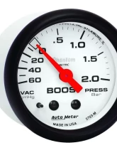 AutoMeter GAUGE; VAC/BOOST; 2 1/16in.; 60CMHG-2.0BAR; MECHANICAL; PHANTOM                                     - 5703-M - Image 2