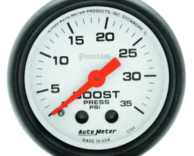 AutoMeter GAUGE; BOOST; 2 1/16in.; 35PSI; MECHANICAL; PHANTOM