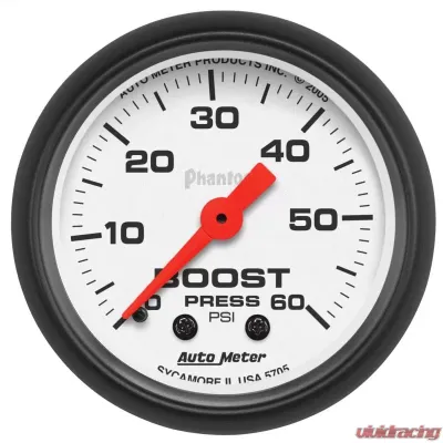 AutoMeter GAUGE; BOOST; 2 1/16in.; 60PSI; MECHANICAL; PHANTOM - 5705
