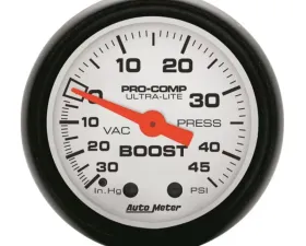 AutoMeter GAUGE; VAC/BOOST; 2 1/16in.; 30INHG-45PSI; MECHANICAL; PHANTOM
