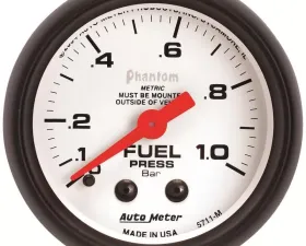 AutoMeter GAUGE; FUEL PRESSURE; 2 1/16in.; 1.0BAR; MECHANICAL; PHANTOM