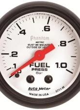 AutoMeter GAUGE; FUEL PRESSURE; 2 1/16in.; 1.0BAR; MECHANICAL; PHANTOM                                     - 5711-M - Image 2