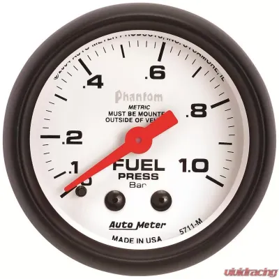 AutoMeter GAUGE; FUEL PRESSURE; 2 1/16in.; 1.0BAR; MECHANICAL; PHANTOM - 5711-M