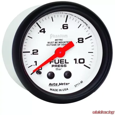 AutoMeter GAUGE; FUEL PRESSURE; 2 1/16in.; 1.0BAR; MECHANICAL; PHANTOM - 5711-M