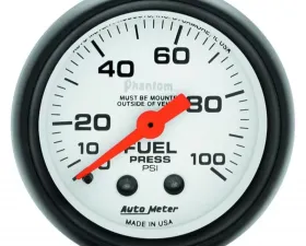 AutoMeter GAUGE; FUEL PRESSURE; 2 1/16in.; 100PSI; MECHANICAL; PHANTOM
