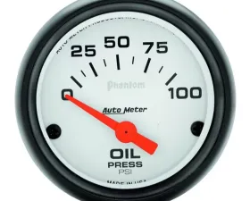 AutoMeter GAUGE; OIL PRESSURE; 2 1/16in.; 100PSI; ELECTRIC; PHANTOM