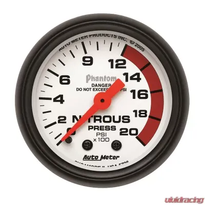AutoMeter GAUGE; NITROUS PRESSURE; 2 1/16in.; 2000PSI; MECHANICAL; PHANTOM - 5728